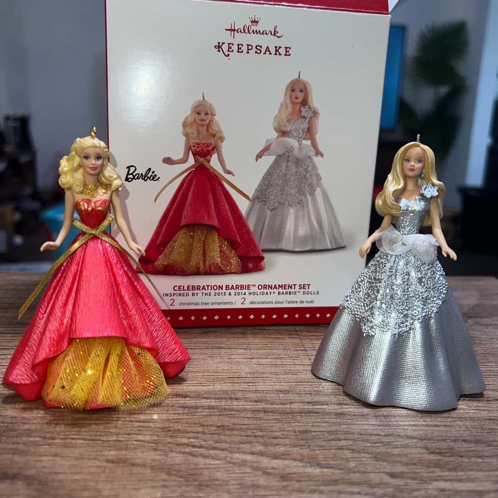 Hallmark Barbie Ornament Set - Red and Silver